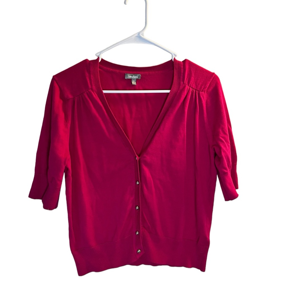 Neiman Marcus Pink Half Sleeved Cardigan with Buttons- Size M
